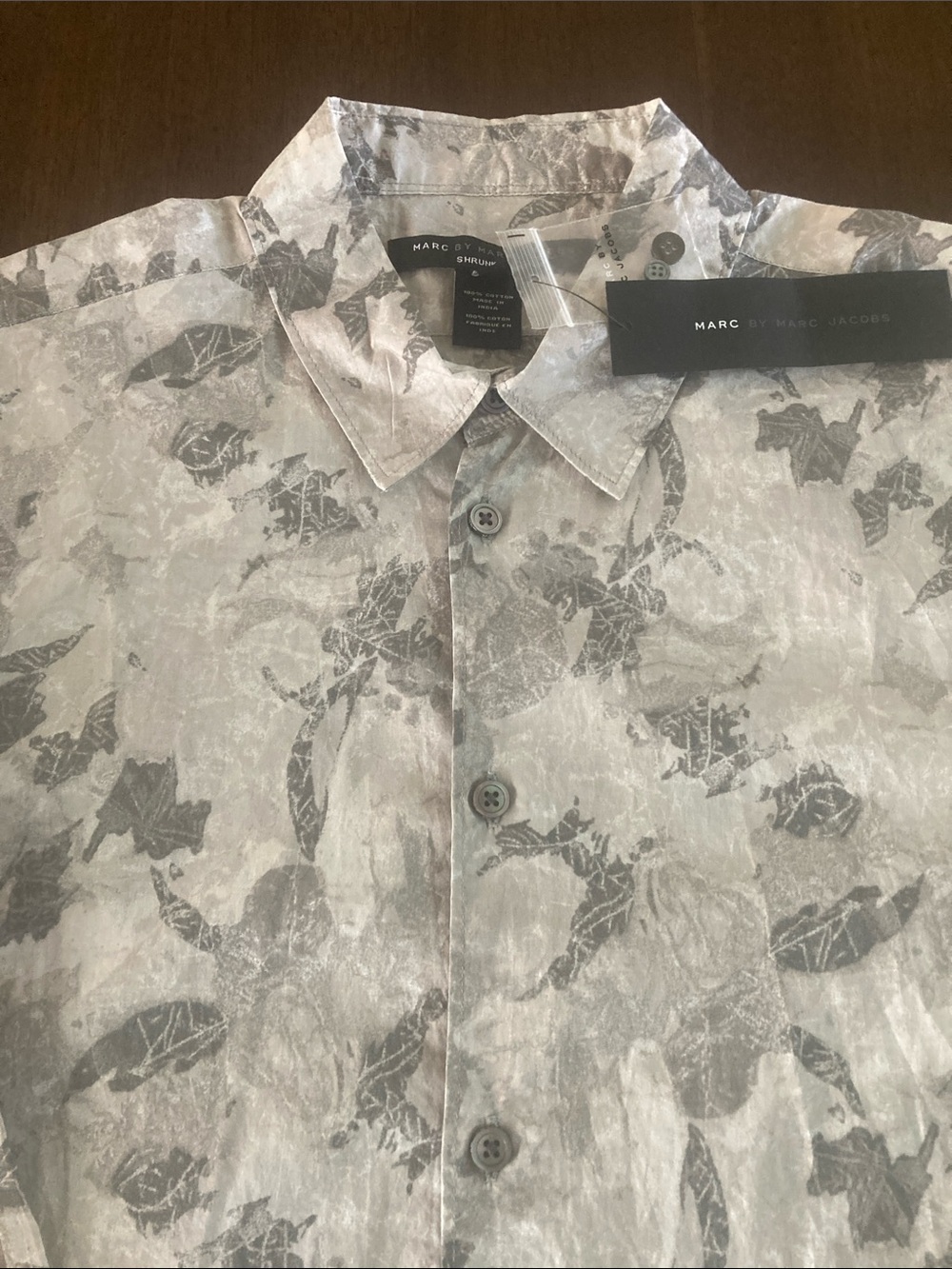 Marc by Marc Jacobs Gray Floral abstract Button-Up Shirt luxury $198
